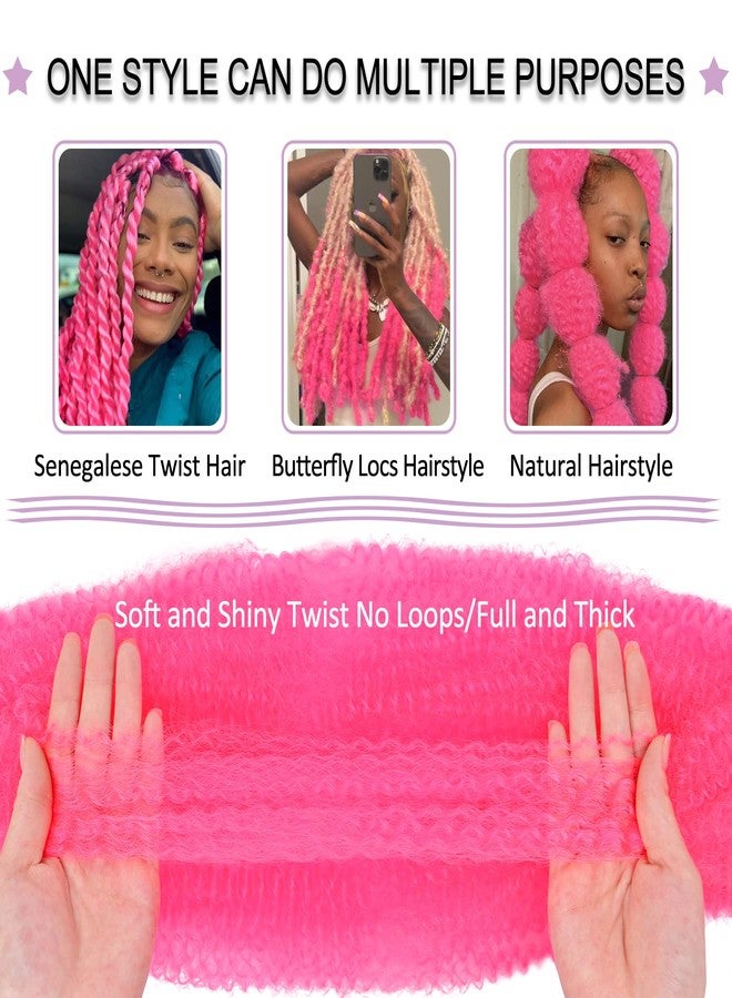 Vomella Springy Afro Twist Hair 8 Packs Marley Twist Braiding Hair Pre Separated Spring Twist Hair for Faux Locs Crochet Hair Kinky Twist for Braiding Synthetic Hair Extensions (pink#, 24inch(Pack of 8) - Image 4
